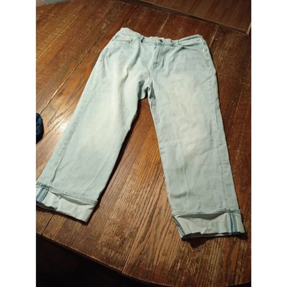 14P Loft Outlet Petite High Rise Straight Cropped Ankle Denim Jean Casual Pants